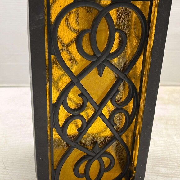 Vintage Spanish Revival Style Metal Ceiling Light with Acrylic/Plastic Panels - Picture 3 of 15